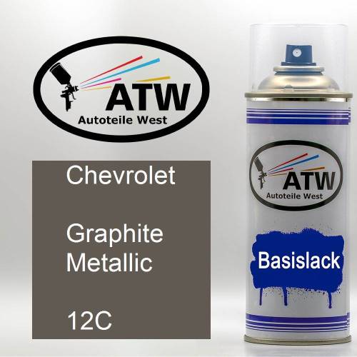 Chevrolet, Graphite Metallic, 12C: 400ml Sprühdose, von ATW Autoteile West.